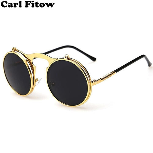 Man vintage round steampunk sunglasses